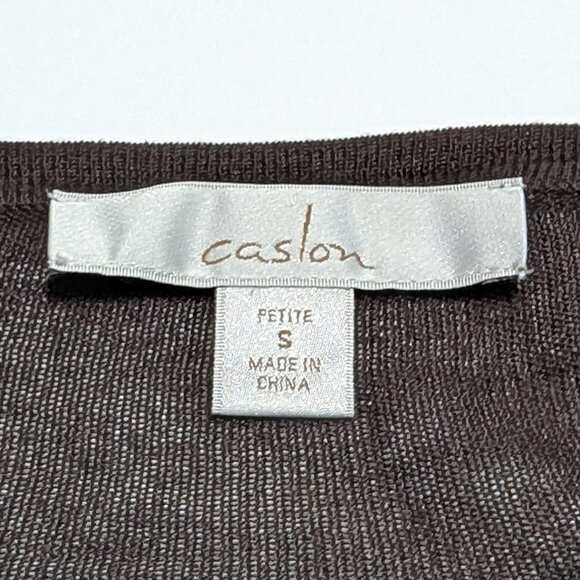 Caslon Silk blend Cardigan, dark brown, size SP - Picture 4 of 9